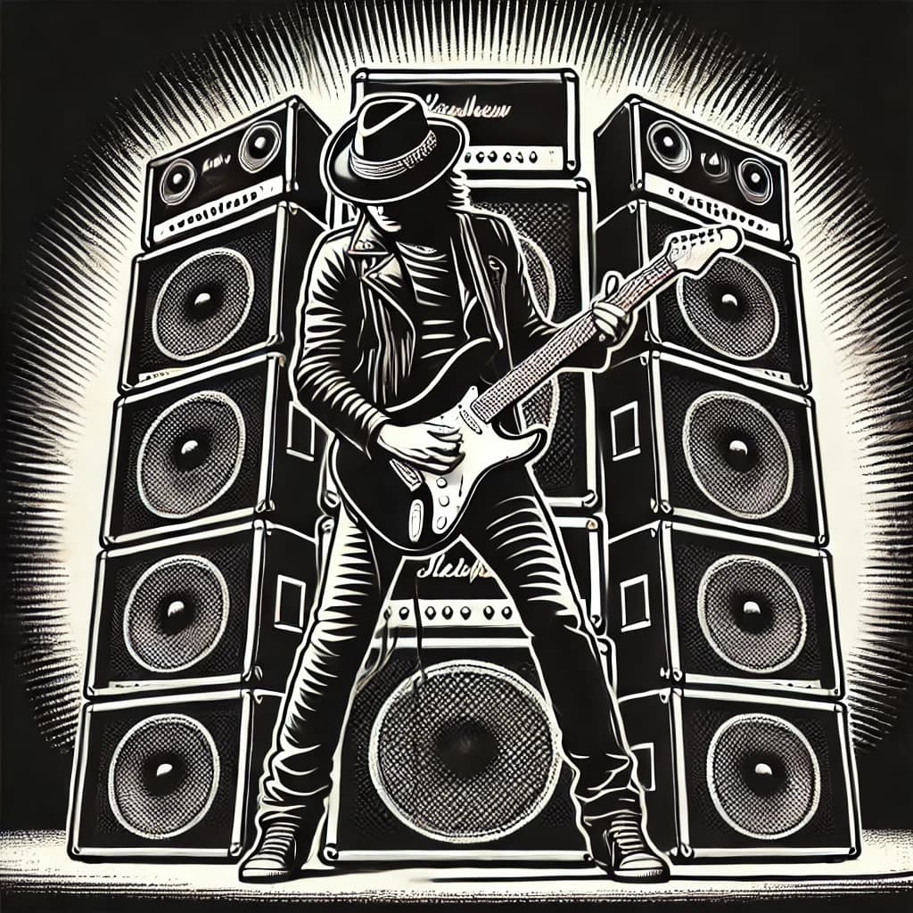 Electric guitar amplifier illustration